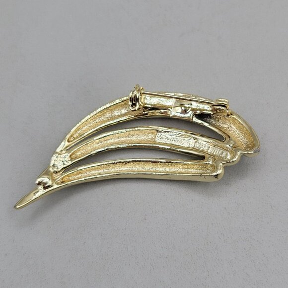 Piscitelli Modernist Gold Tone Curved Brooch Vintage Signed - Picture 2 of 2